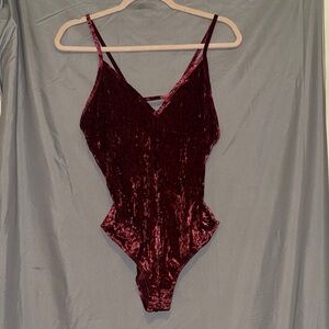 Flirtitude Deep Red Velvet Bodysuit